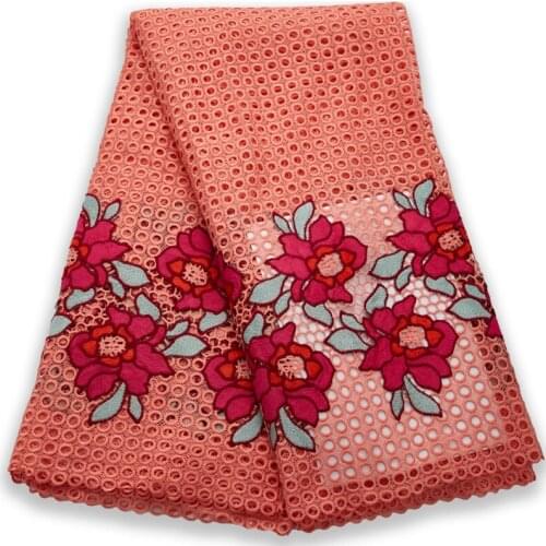 African Lace Fabric 2021 High Quality White Guipure Cord Fabrics 5 Yards Flowers Embroidery Sewing Dresses For Women Party A2535