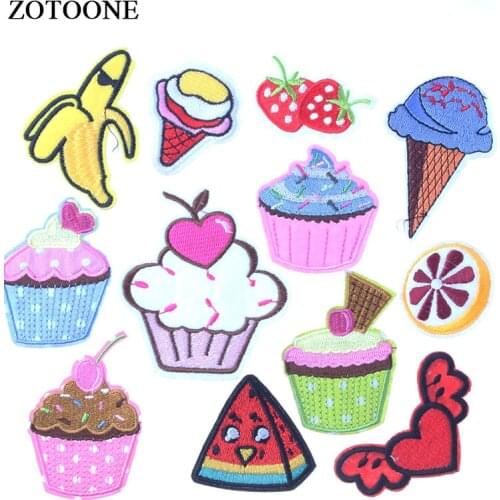 ZOTOONE 1PC Cheap Applique Patches for Clothing Foods Stripes Clothe Stickers Embroidery Iron on Patches for Jean Jacket Dress E