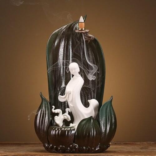 Large Ceramic Reverse Flow Censer High Mountain and Flowing Water Decoration Creative Indoor Desktop Decoration Incense Holder