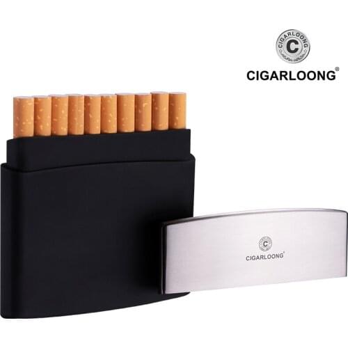 Cigarloong Mini Ultrathin Stainless Steel and ABS Cigar Cigarette Case Box Holds 10 Cigarettes CC-00622