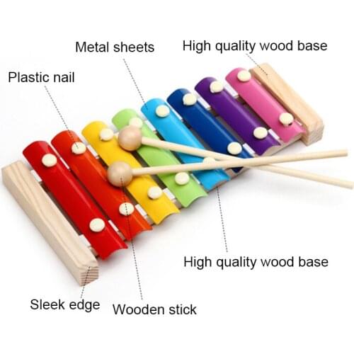 Wooden Xylophone Musical Instrument 8 Tones Toys Multicolor For Children Kids Baby SEC88