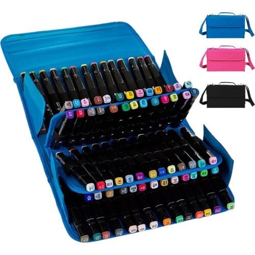 80 Slots Portable Marker Case Bag Holder Pouch for Copic Marker Sketch Pencils Pencils Fit Pens in Diameter 15mm to22mm for kids