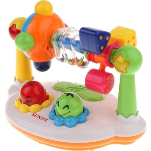 Baby Early Education Electronic Musical Sound Toy w/ Shining Stars and Rattle Wheel Color & Shapes Sensory Cogntion Learning