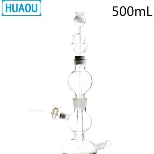 HUAOU 500mL Gas Generator Kipps Apparatus with Safe Funnel Stopcock Rubber Stopper Laboratory Chemistry Equipment