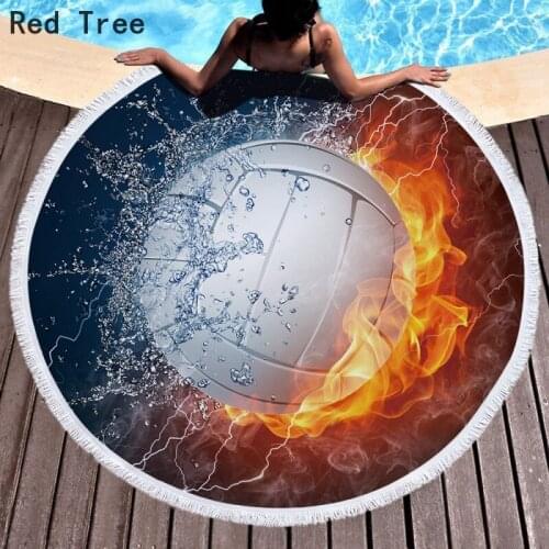 Ball Game 150cm Print Round Beach Towel Summer Vocation Thick Bath Shower Cover Circle Plage Swim Yoga Mat Blanket Drop Shipping