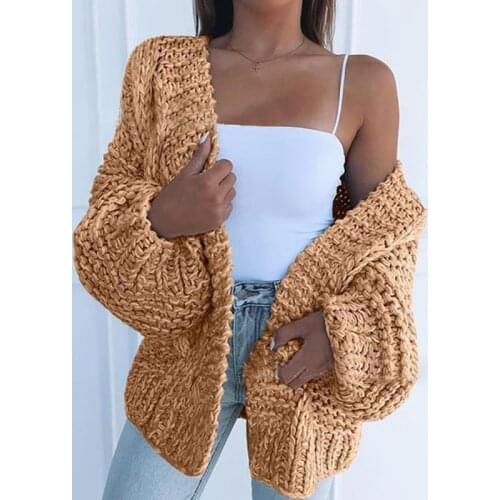 Women Vintage Knitted Cardigan Sweater Patchwork Coat V Neck Long Sleeve Solid Color Knitwear Casual Loose Outwear Female Tops