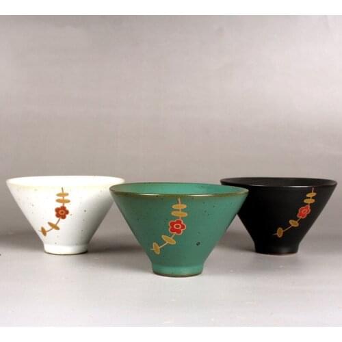 In-glaze Decoration Ceramic tea cup 50ml Handmade Vintage pottery teacup Retro Style Small Tea Bowl