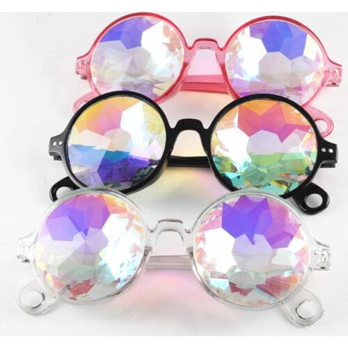 Cute Round Kaleidoscope Glasses Rave Festival Holographic Sunglasses Colorful Kids Children Party Photo Prop Eyewear