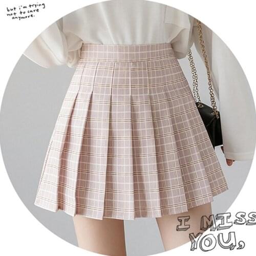 Summer Women Skirts 2020 New Korean High Waist Plaid Mini Skirt Women School Girls Sexy Cute Pleated Skirt with Zipper