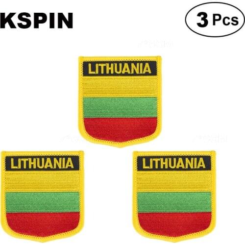 Lithuania Shiled Shape flag patches national flag patches for Cothing DIY Decoration