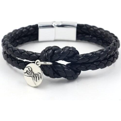 Black Charm Classic Trendy Rock Magnet Genuine Leather Men Bracelets Women Vintage Cuff Bangle Male Homme Jewelry Accessories
