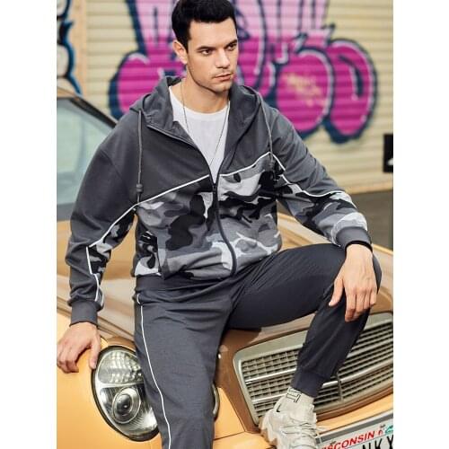 Mens Sets Hoodies+Pants Harajuku Army Pattern Sport Suits Casual Sweatshirts Tracksuit High-Quality 2021 New Autumn Daily Wear