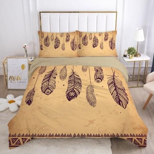 3D Bohemia Duvet Cover Set Feather Bedding Sets Comforther Cases Quilt Covers Pillow shams Queen Full Twin Single Size Bed Linen