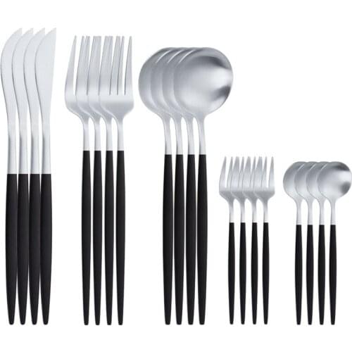 Stainless Steel Tableware Set Matte Cutlery Set Silverware Dinnerware Luxury Flatware Home Fork Spoon Knife Kitchen Dinner Set