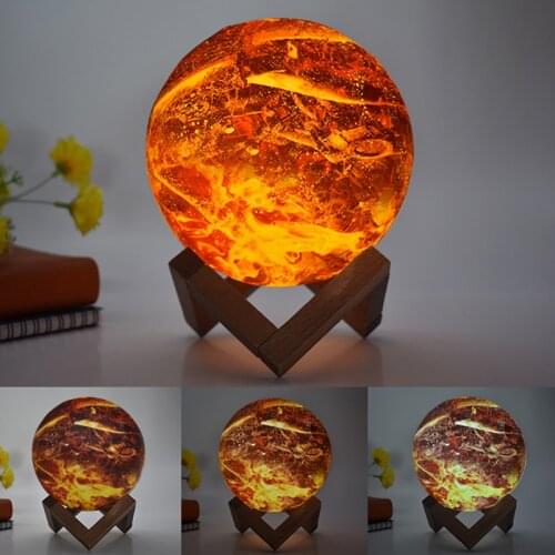Moon Night Light Bedroom Bedside Lamp Painted LED Flame 3D Night Light Birthday Gift Children Gift Creative Table Lamp