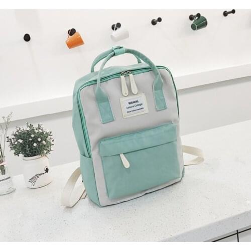 New Canvas Backpacks For Women Nylon Portable Shoulder Bag Waterproof School Bags For Teenagers Girls Patchwork Backpack 2020