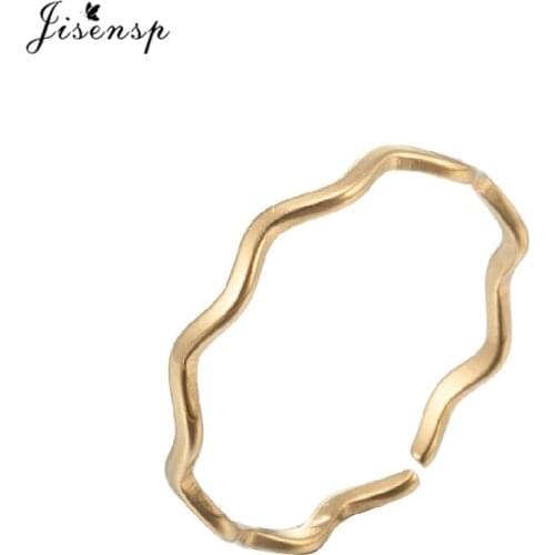 Simple Design Stackable Stainless Steel Ring Fashion Thin Line Curve Wave Open Rings for Women Girls Ocean Surf Ladies Gift