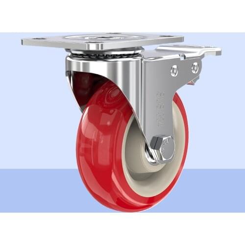 Castors plate caster pvc wheel red 4" caster wheels 100mm