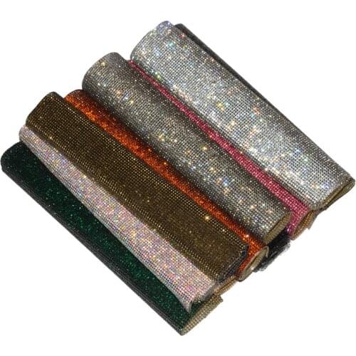 Self Adhesive SS6 2mm Rhinestone Mesh Colorful Stickers Crystal Rhinestone Sheet Applique Banding Roll