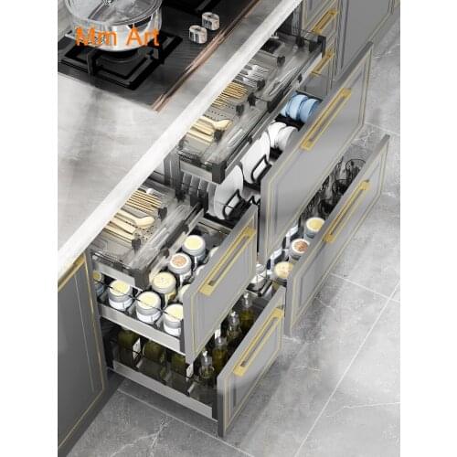 Cabinet 304 Stainless Steel Tools Single-Layer Tableware Draining Storage Separated Thin Basket