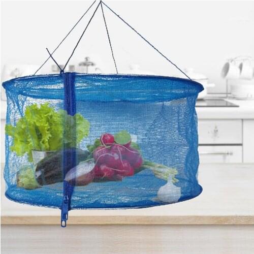 Foldable Herb Drying Mesh Rack Hanging Food Dryer Fish Vegetable Dishes Dehydrator With Zippe Portable Storage Basket Bag