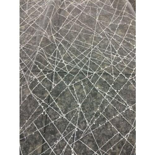 Top Quality embroidered French net Lace Fabric with sequins SYJ-6243 for party dress