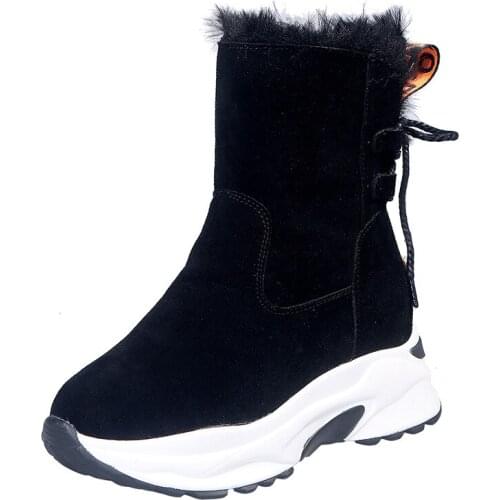 Snow Boots Female Thick Bottom Non-slip Winter Shoes Female 2020 New Lace UP Cotton Shoes Witner Warm Shoes Velet Short Boots
