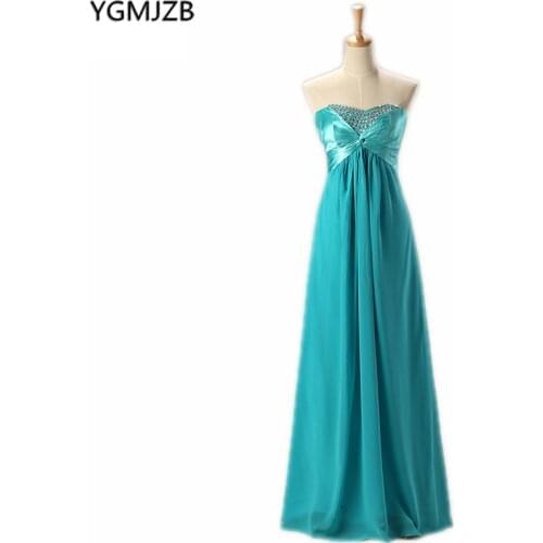 Turquoise Bridesmaid Dresses A Line Sweetheart Floor Length Sequined Chiffon Wedding Party Dresses Long Bridesmaid Dress 2018