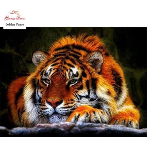 GOLDEN PANNO Diamond Painting Full Square 5D Diy Daimond Embroidery Diamant Mosaic Sale Displasy Broderie Diamant Tiger 01