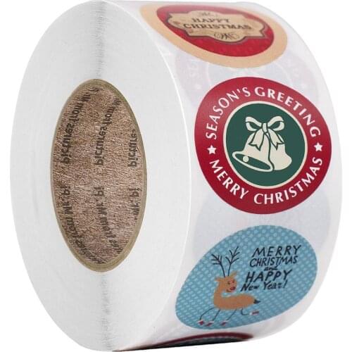 100-500pcs Thank You Label Sealing Stickers Merry Christmas Kraft Handmade Sticker Card Box Package Wedding Decor Party Supplies