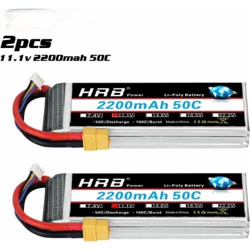 2PCS 3S LiPo Battery 11.1V 2200mAh 50C for RC Car with Deans Plug XT60 Connector For RC Helicopter Drone Boat Airplane