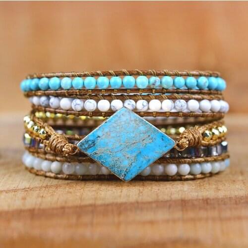 2021new arrive high quality Mixed Natural Stones Charm yoga Wrap Bracelets Handmade energy friendship jewelry