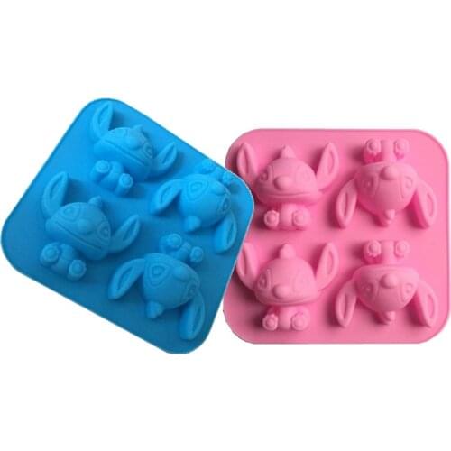 4 Cavity Stitch Cartoon Cake Mold Stitch Star Baby Cookie Mold Fondant Biscuit Chocolate Handmade Soap Mould