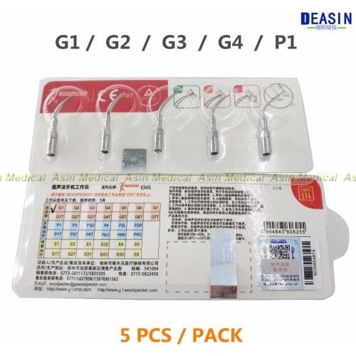 5 pcs x Original woodpecker G1/ G2 /G3/ G4 P1 Dental Ultrasonic Scaler Tips scaling tips handpiece Fit EMS & WOODPECKER
