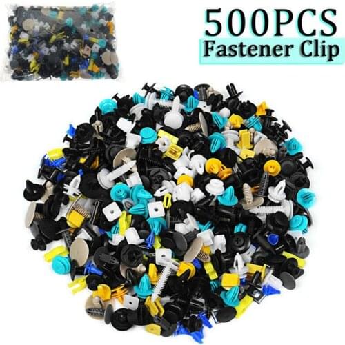500PCS Universal Mixed Auto Fastener Vehicle Car Bumper Clips Retainer Fastener Rivet Door Trim Panel Fender Liner Fit for Car