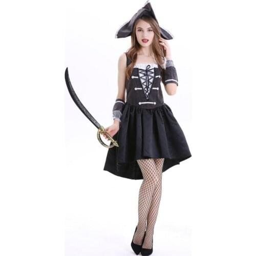 Free shipping Women Halloween costumes European and American velvet womens dress game costume ball pirate costume for women