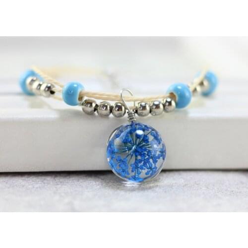 Dried flower bracelet with eternal life spend time gem bracelet, female is hand-made by peach blossom bracelet #N001