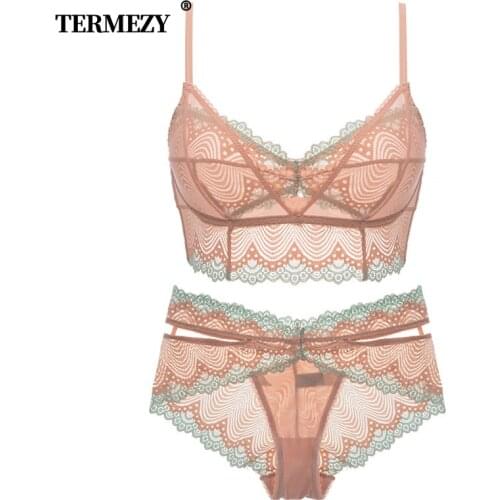 Brands lace Underwear Flower rim lace lingerie set Ultra-thin Bralette bra brief sets Soft Comfortable intimate lingerie