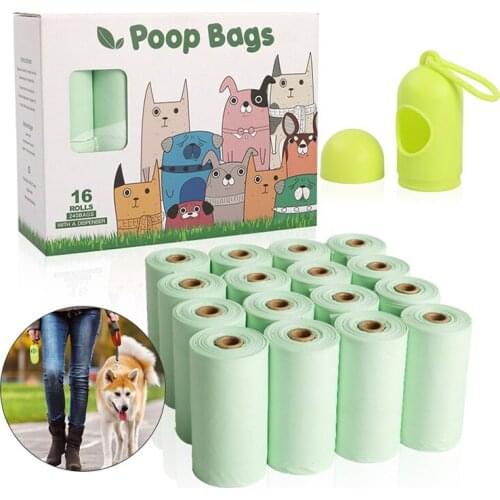 Eco-Friendly Dog Waste Bags Dog Poop Bag with Dispenser 15 Micron Thick Durable Unscented Leak-Proof Refill Rolls Pet Poop Bags