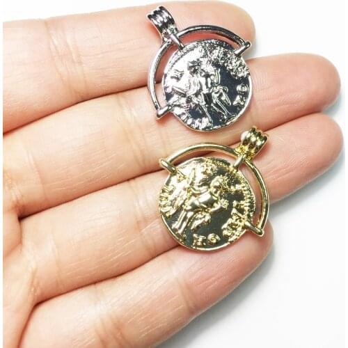 Eruifa 10pcs21mm Beautiful Coin Charms Zinc Alloy necklace,earring bracelet jewelry DIY handmade 2 colors