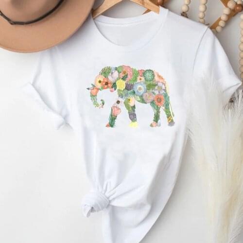 T-shirts Women Short Sleeve Elephant Spring Summer 90s Kawaii Fashion Clothes Graphic Tshirt Top Lady Print Female Tee T-Shirt
