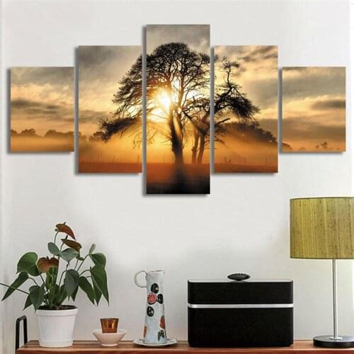 Hot Sale Sunrise Cloud Canvas Painting Tree Wall Art Poster Scenery Wall Pictures For Home Wedding Decoration Cuadros Abstractos