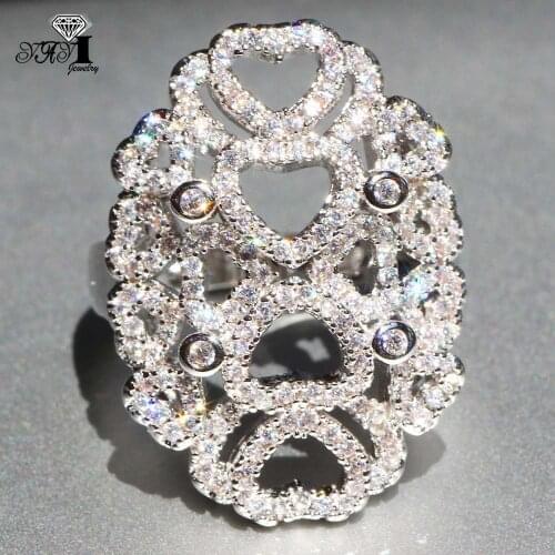 YaYI Fine Jewelry Fashion Princess Claw Set Cut White Cubic Zirconia Silver Color Engagement Wedding Party Leaves Gift Rings