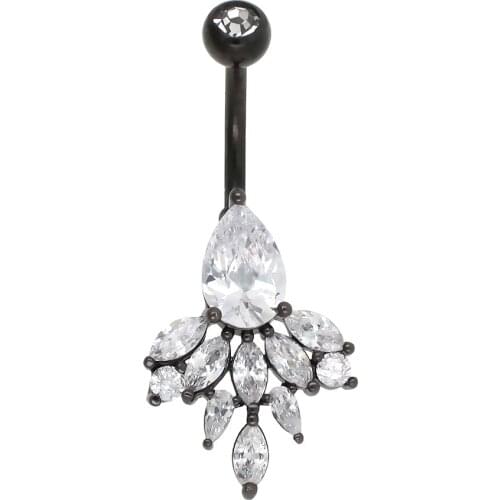 JHJT Belly Button Ring Body Piercing Sexy Women Navel Ring Jewelry 14G 316L Surgical Steel Bar