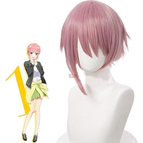 Anime The Quintessential Quintuplets Nakano Ichika Cosplay Short Wig Synthetic Hair + Free Wig Cap Party Role Play