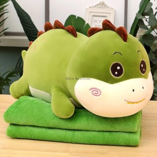 Cute dinosaur air conditioner blanket dual-use pillow cartoon fruit animal plush toy three-in-one nap cushion