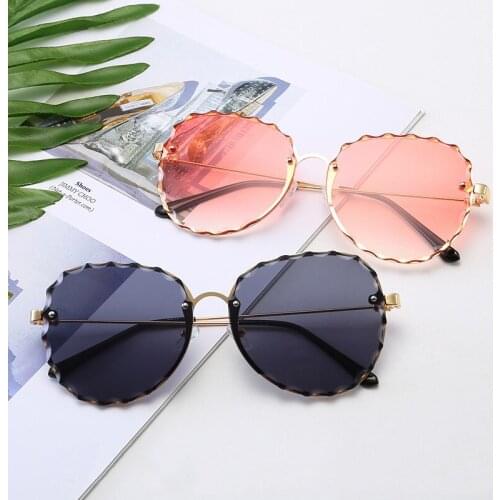 Custom Fashion Round Rimless Sunglasses Metal Girls Floral Flower Shaped Women Sun Glasses Sunglasses AS101