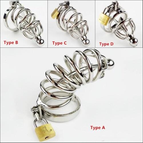 Stainless Steel Male Chastity Cage with Metal Urethral Catheter Penis Rings Chastity Belt Bondage Fetish SM Sex Toys Hot Sell