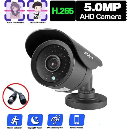 Outside Security Bullet Camera AHD Face Detection Outdoor Waterproof CCTV Video Surveillance Camera with Motion Sensor 5mp H.265