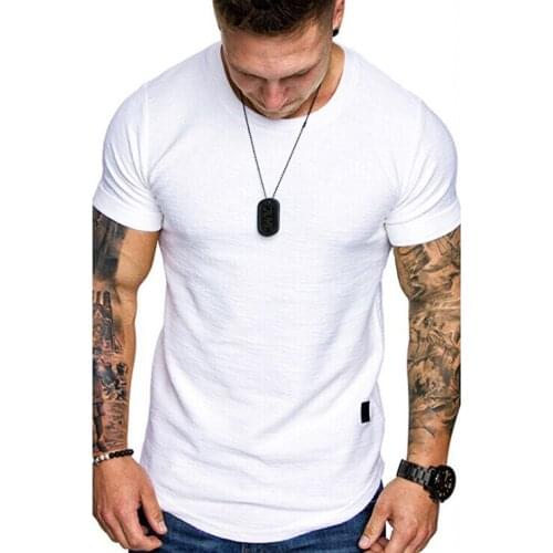 New Men Running T-Shirts Solid Short Sleeve Slim Sportswear Training Sports Fitness Casual Summer Tees Soft Tops 2020